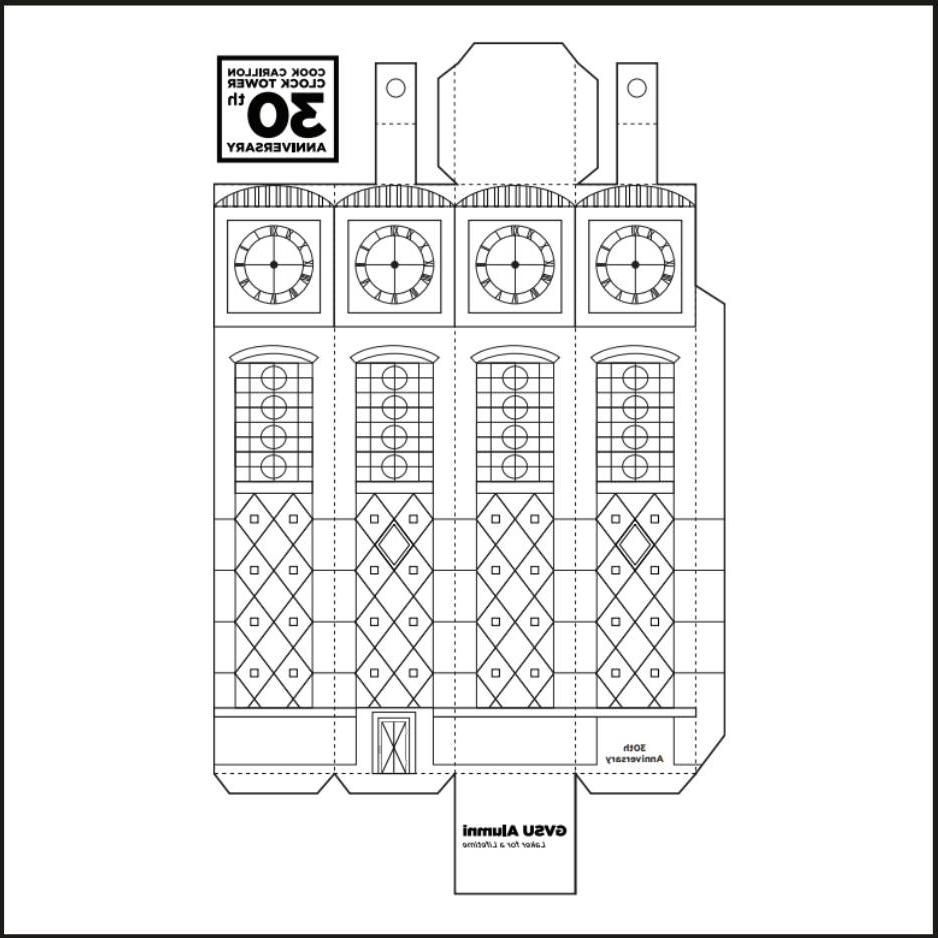 Cook Carillon Tower craft black and white